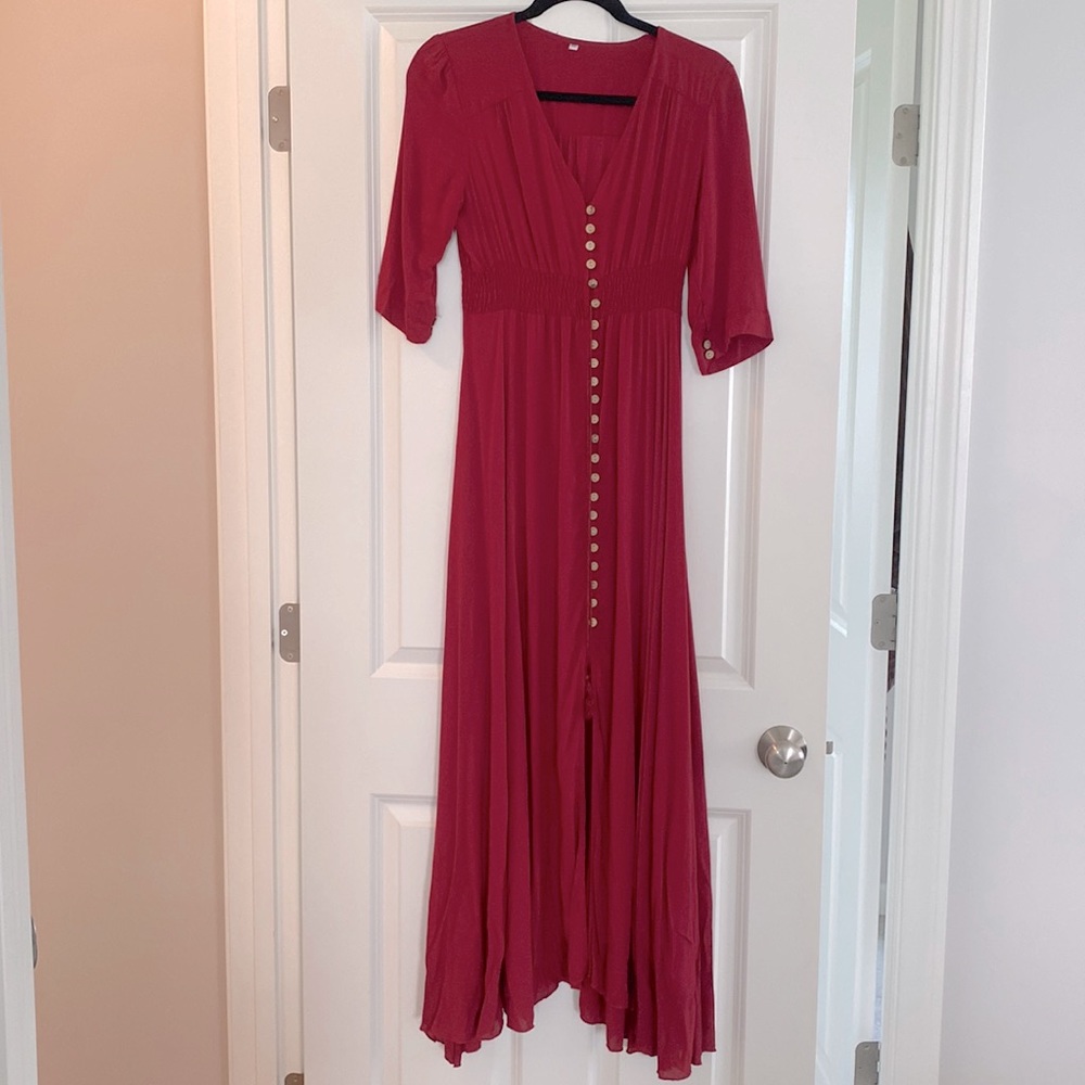 Red summer maxi dress